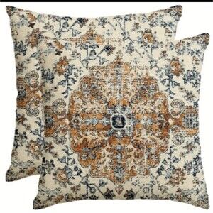 Boho Throw Pillow Cover,  2 Pc Bohemia Ethnic Style Pattern